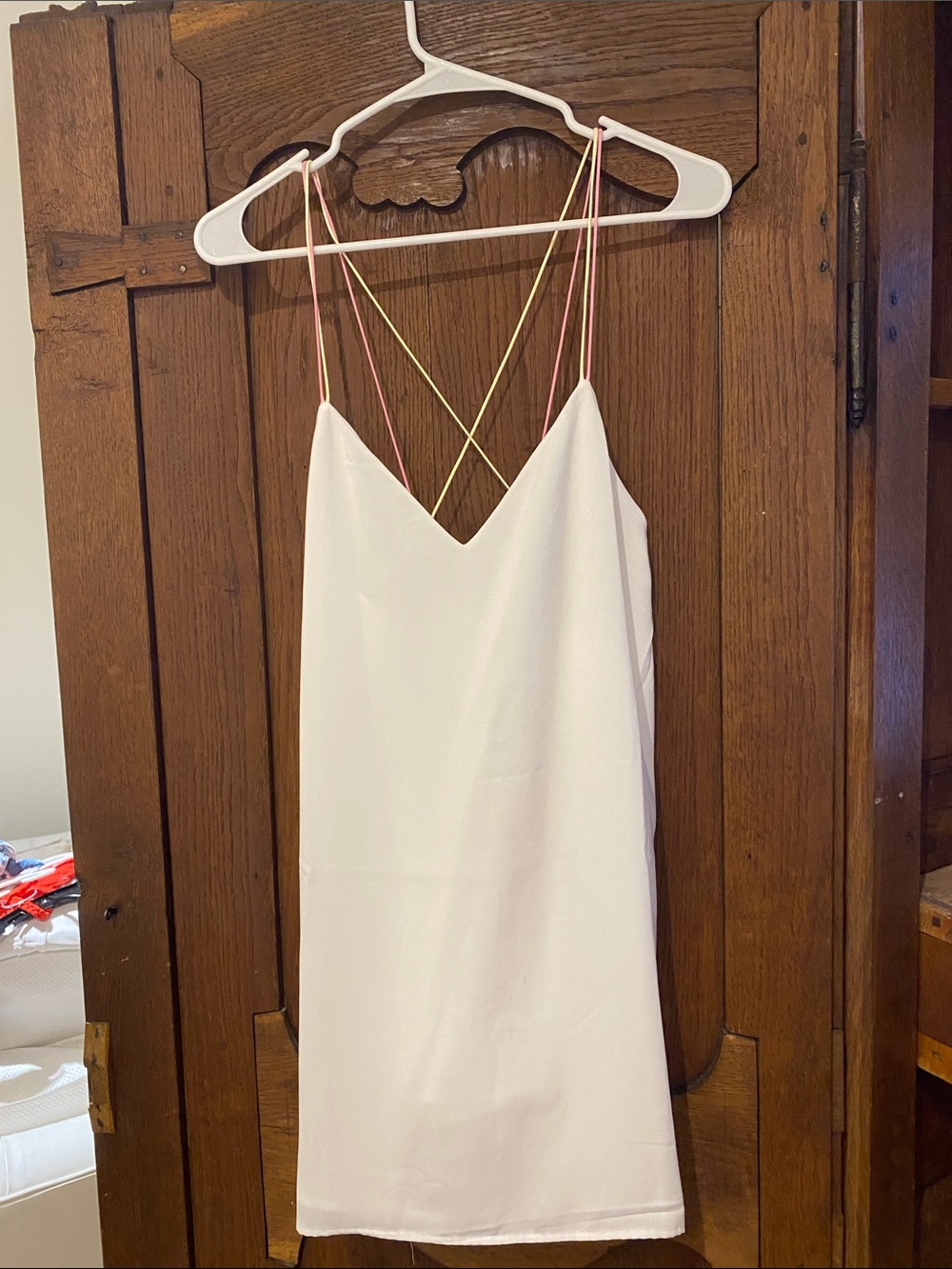 NWT- Superdown White Slip Dress with Contrast Spaghetti Straps